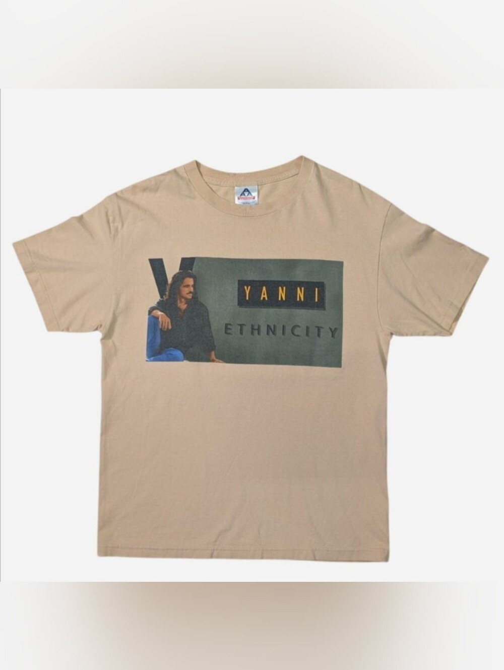 Y2K Yanni Ethnicity tan T-shirt Size Large